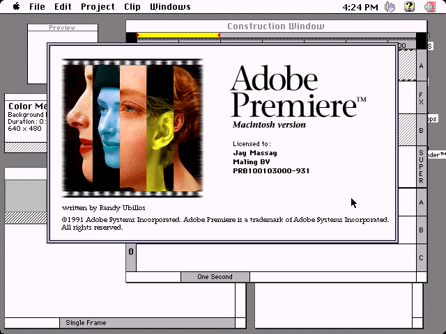 Adobe Premiere for Mac 1.0 - About